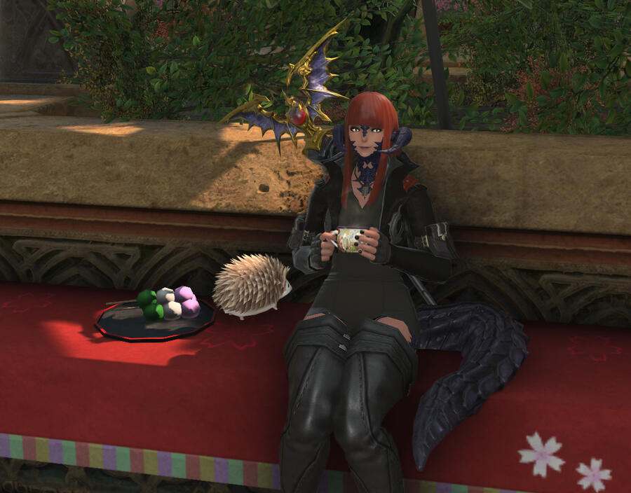 Naranzayaa enjoying tea.