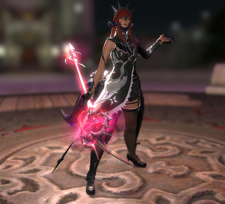 Naranzayaa standing as a black mage, Seeing Horde rod in hand.